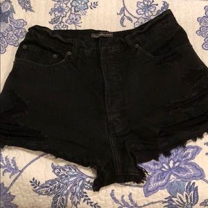 Abercrombie black high rise denim short